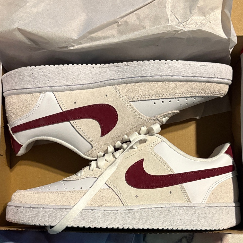 Nike Women’s White and Burgundy Sneakers
